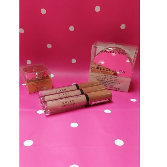 Makeup Revolution 5 Pc Bundle 3 Sheer Lip Gloss 2Conceal Fix Light/Medium Yellow - Picture 1 of 8